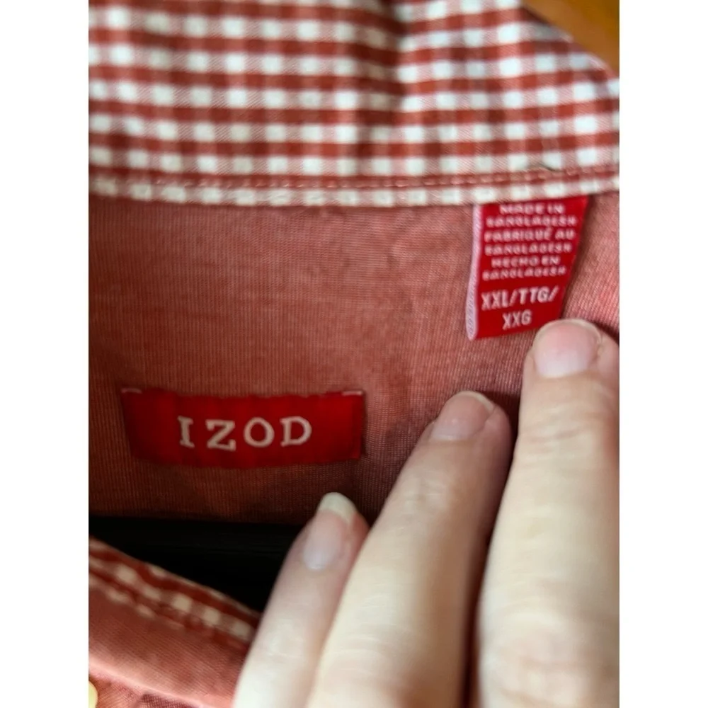 IZOD Men's Nantucket Red Casual Button Down Cotton Shirt Size XXL EUC #850